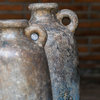 Rustic Terra Cotta Jug Bottle, Set of 2, 20" Blue Gray Antique Style Tall Crock
