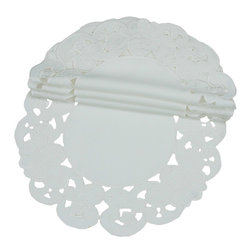 Xia Home Fashions - Spring Egg 12" Round Doily White, Set of 4 - Placemats