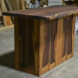 Live Edge Bar - Burly Elm and Walnut - Kitchen Islands And Kitchen Carts
