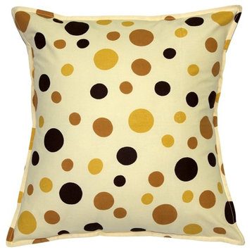 Pillow Decor - Polka Dot Confetti Yellow Cotton Throw Pillow 17X17