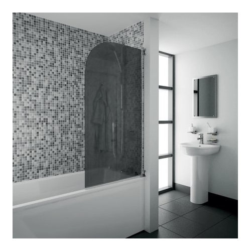 Smoked glass over bath shower screen Houzz UK