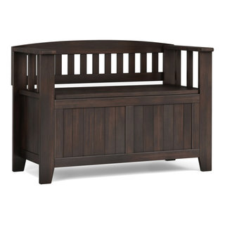 Acadian Solid Wood Small Entryway Storage Bench, Brunette Brown ...