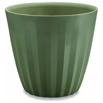 Pleat 15" Modern Indoor Outdoor Planter Pot, Olive