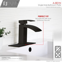 STYLISH 6 1/8" Matte Black Bathroom Square Deck Plate