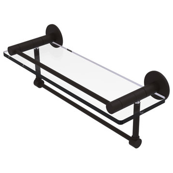 Fresno 16" Glass Shelf with Vanity Rail and Towel Bar, Oil Rubbed Bronze