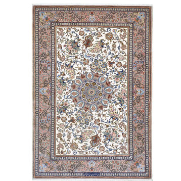 Persian Rug Isfahan Silk Warp 6'8"x4'3" Hand Knotted