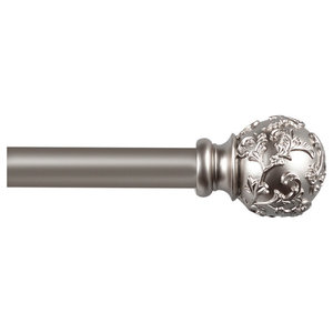 Matte Bronze Exclusive Home Curtains Topper Double Curtain Rod and Finial Set 66-120