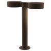 Reals 16" Double Bollard, Plate Lens and Plate Cap, White Lens, Textured Bronze