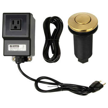Single Outlet Copper Garbage Disposal Kitchen Air Switch Kit, Brushed Gold