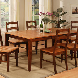Henley Dining Table + 6 Henley wood chairs in cinnamon espresso SKU# H7-BRN-W - Dining Sets