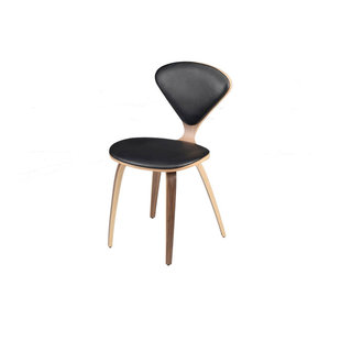 Satine Dining Chair, Molded Plywood Side Chair, Walnut Frame, Leather ...