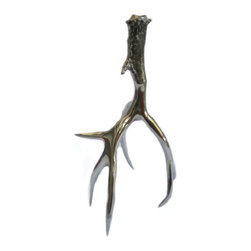 Roost Large Polished Antler Candlestick - Candleholders