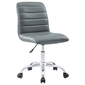 Scranton & Co Modern Vinyl/Nylon Mid-Back Armless Swivel Office Chair in Gray