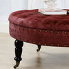 Textured Velvet Round Coffee Table, Ruby Wine, 34''x34''x17''