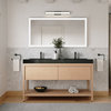 Shoji Bath Vanity, Whitewash Oak, 60", Double Sink, Freestanding