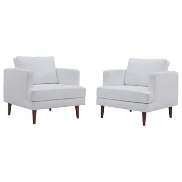 Agile Upholstered Fabric Armchair Set of 2, White