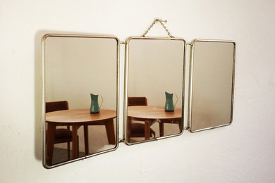 Vintage barber triptych mirror.