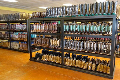 Rolling Cowboy Boot Racks On Industrial Casters