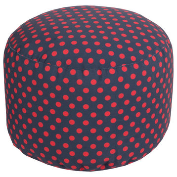 SP Polka Pouf by Surya, Navy/Bright Red