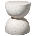 Glitzhome,LLC - Multi-functionalal MGO Faux Terrazzo Garden Stool or Plant Stand or Accent Table - This modern and minimalist hourglass silhouette design stool with imitation terrazzo looking that is stylish and multi-functional. It is not only suitable for any of your garden, patio or yard as a stool, plant stand or side table, but also suitable for living room, bedroom as an accent table. Seating on it to have a rest or placing your love planters, flowers, food, cocktail or anything you want on it, and then just enjoy a good time!
