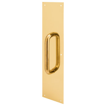 Pull Plate, 3/4 Round Handle, 3-1/2"x15", 605 Polished Brass