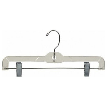 Plastic Kids Bottom Hanger With Clips, Clear/Chrome Finish, Box of 100