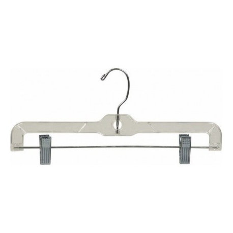 Plastic Kids Bottom Hanger With Clips, Clear/Chrome Finish, Box of 100