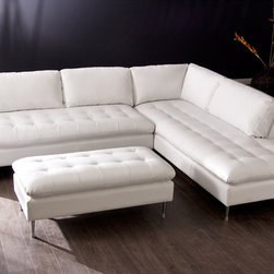 Avalon Modern White Blended Leather Sectional Sofa with Ottoman - $1936.4 - Sectional Sofas