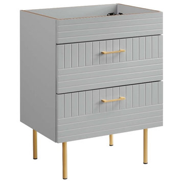 Modway Daybreak 23.5" Particleboard MDF Wood and Metal Bathroom Vanity in Gray
