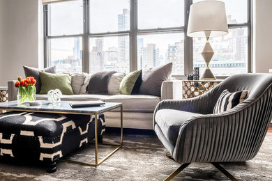 Example of a minimalist living room design in New York