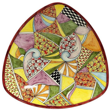 Plate GAUDI Triangular Large Ceramic Hand-Painted Hand-Crafted