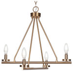 Toltec Lighting - Trinity 4 Light Chandelier Shown, New Age Brass Finish - Enhance your space with the Trinity 4-Light Chandelier. Installing this chandelier is a breeze - simply connect it to a 120 volt power supply. Set the perfect ambiance with dimmable lighting (dimmer not included). The chandelier is energy-efficient and LED compatible, providing convenience and energy savings. It's versatile and suitable for everyday use, compatible with candelabra base bulbs. Maintenance is a minimal with a damp cloth, as no chemicals are required. The chandelier's streamlined hardwired design adds a touch of elegance to any room. The durable glass shades ensure even light diffusion, creating a captivating atmosphere. Choose from multiple finish and color variations to find the perfect match for your decor.