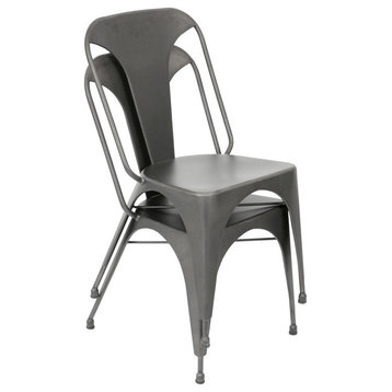 Lumisource Austin Dining Chair, Set Of 2, Matte Grey
