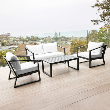 4PCs Aluminum Patio Furniture Set, Outdoor Set - White