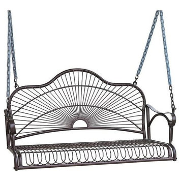 Pemberly Row Iron Patio Porch Swing in Bronze
