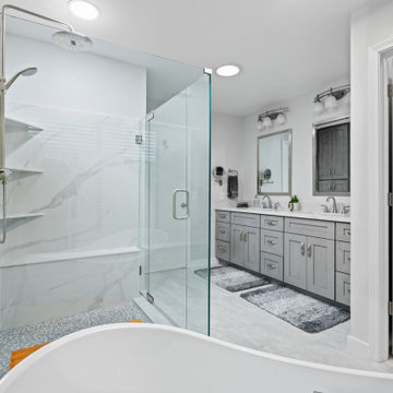 Master bathroom with a standalone tub