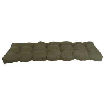 60"x19" Tufted Solid Microsuede Bench Cushion Green