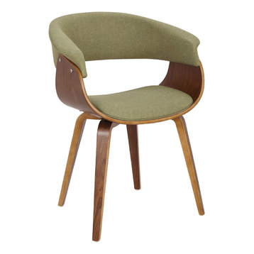 LumiSource Vintage Mod Accent Chair, Walnut and Cream, Walnut, Green