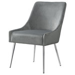 Inspired Home - Fergo Dining Chair, Set of 2, Light Gray Velvet, Armless, Leg: Chrome - Our trendy dining chairs in set of 2 add stylish intrigue to your dining room and kitchen area. These beautifully upholstered dining chairs create a warm, inviting seating option with a unique style that will add an aura of sophistication to your dining room with its alluring comfort and luxurious style. Choose from a wide variety of available color choices and pattern options to complement your existing color palette.FEATURES:
