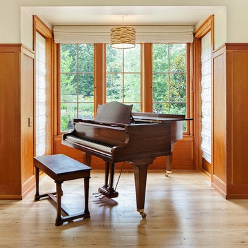 Wood Board and Batten Wall with Piano