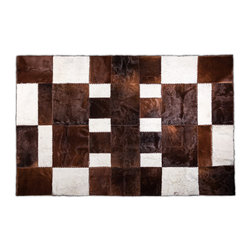 LEATHER Luxury Cowhide Natural  Area Rug / European Import / 6'6" x 9'10" - Area Rugs