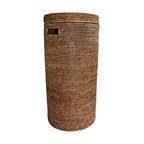 Rattan Tall Round Laundry Hamper 28"