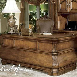 AICO Furniture - Tuscano 70" W Executive Desk in Biscotti - 34207/34217 - Fabric