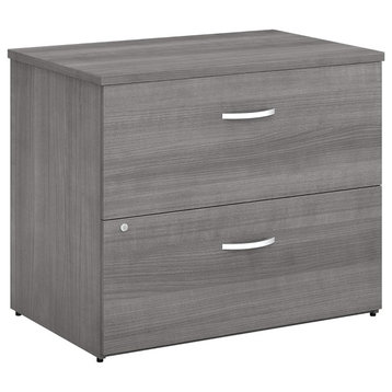 Filing Cabinet, Wooden Construction With 2 Locking Drawers, Platinum Grey