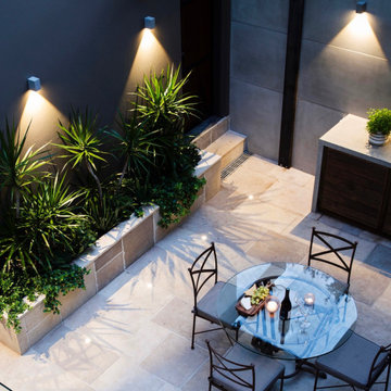 Backyard Layout Redesign with Defined Zones, Walkways, and Garden Beds