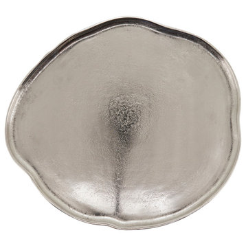 Charger Plates With Organic Shape, Set of 4, Silver