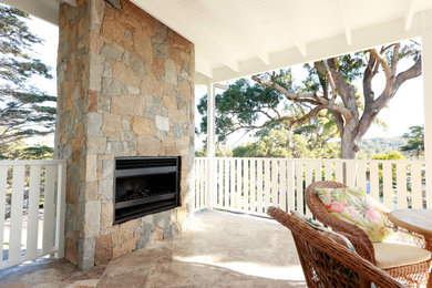 Balcony in Sydney with with fireplace.
