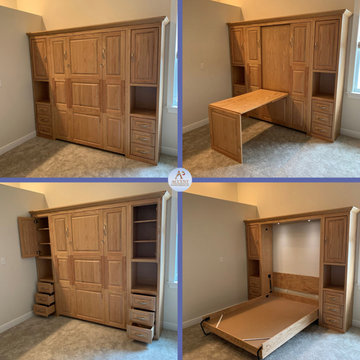 Traditional Full Murphy Bed With Hidden Desk | Custom Oak Cabinetry in Largo, FL
