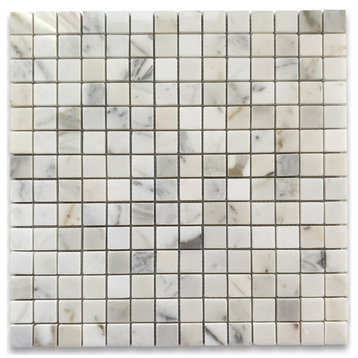 Calacatta Gold Calcutta Marble 3/4" Grid Square Mosaic Tile Polished, 1 sheet