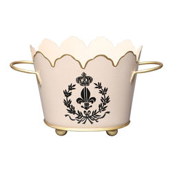 Black Fleur de Lis Oval Cachepots - Area Rugs